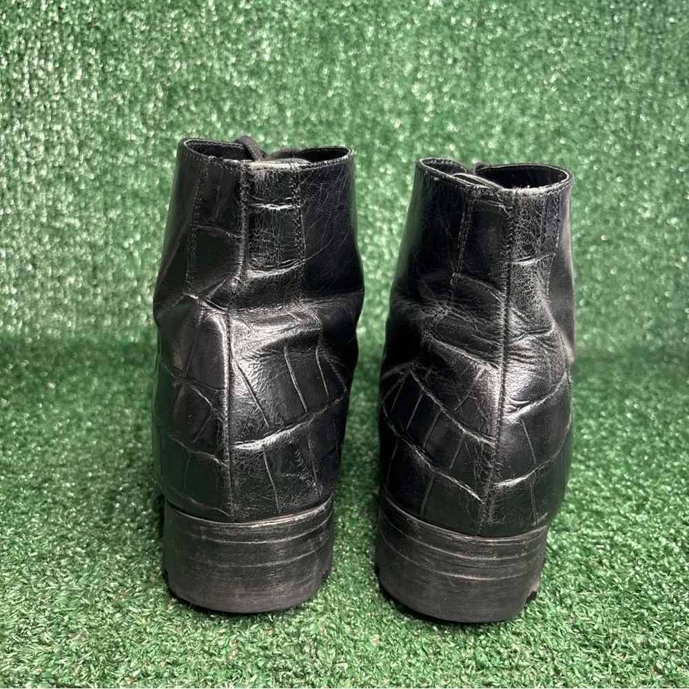 Stacy Adams Madison 00044 Leather Boots Alligator Print‎ Vibram Lug Sole Sz 10